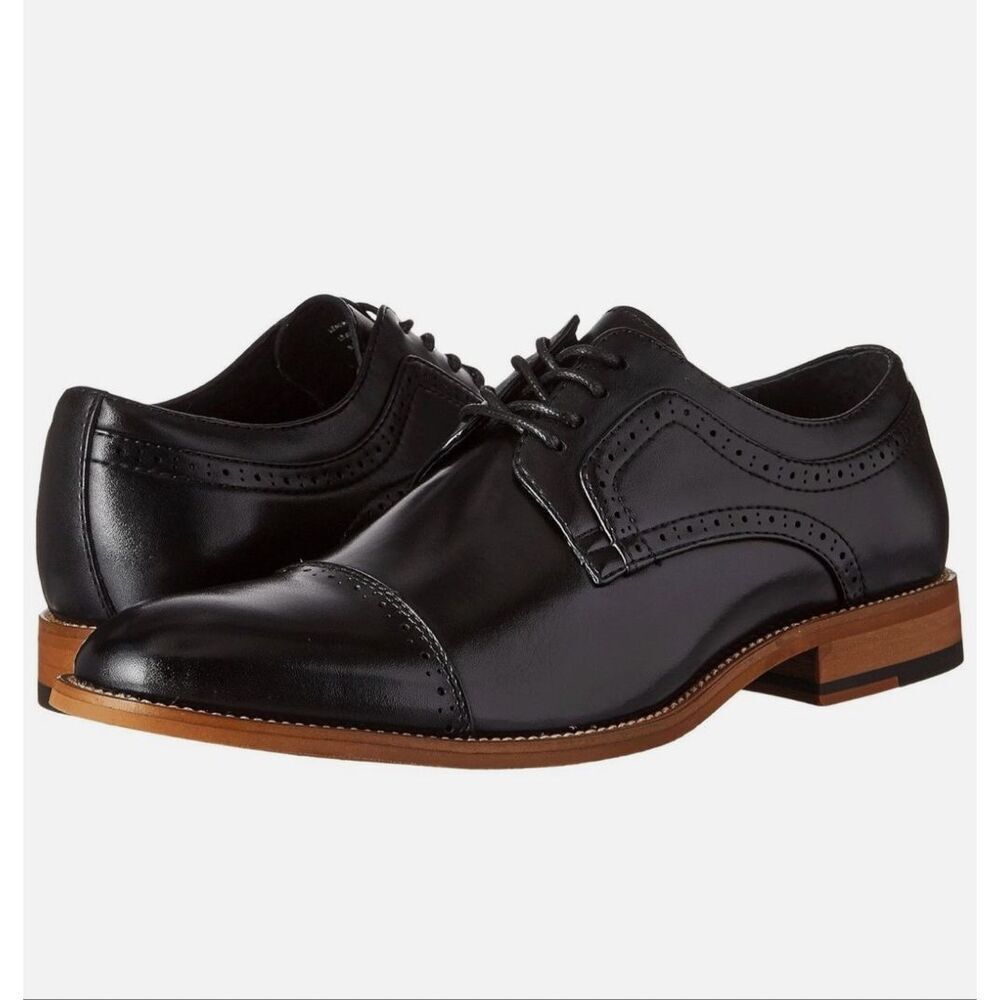 Stacy Adams Dickinson Cap Toe Oxford 100% Black Dress Shoes Men's 13
